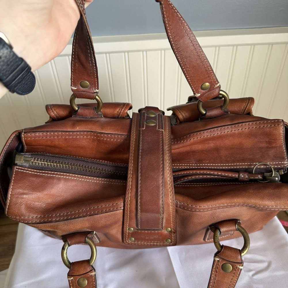 Vtg COACH Mandy Legacy 65th Anniversary Satchel Bag Turnlock Brown Leather Y2K - Picture 4 of 16